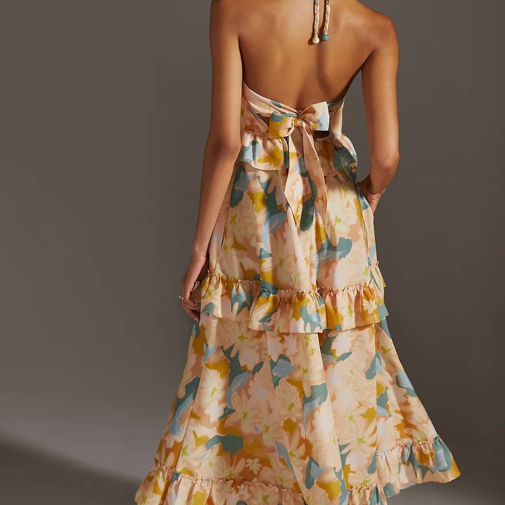 Anthropologie Geisha Designs Ruffled Tiered Floral Maxi Dress size M - Picture 2 of 5